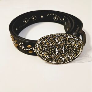 Nocona Western Belt Size L Cowgirl Leather Brown Embellished NWOT